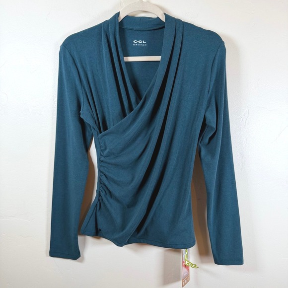 OGL Eco Mousse LiteWarm Surplice Long Sleeve Top Women's M Forest Night Modern - Picture 3 of 11